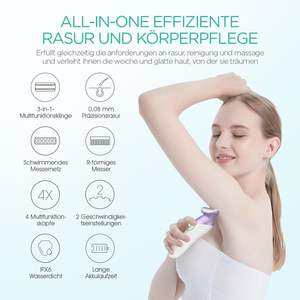 Afeitadora Eléctrica 4 en 1 para Mujer, Mini Recortadora de 2 Velocidades, Cepillo Facial, Masajeador Corporal y para la Línea del Bikini, Afeitadora Rotatoria - Product Image 6