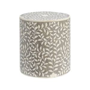 Table en bois ronde incrustée d'os de style moderne, meubles intemporels à motif floral fabriqués à la main pour une décoration élégante de la maison ou du bureau - Product Image 1