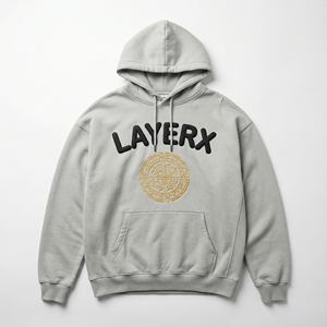 Sweat à capuche pour homme en coton lourd 500 g/m² French Terry brodé pour un imprimé graphique, coupe ample et oversize, pull d'hiver écologique - Product Image 1