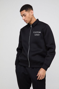 Ensemble survêtement d'entraînement pour homme, veste et pantalon de jogging surdimensionnés en tissu scoba noir à logo personnalisé, imprimé, pour l'hiver - Product Image 2