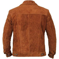 Veste en cuir pour homme, style jean, en daim noir, entièrement doublée, toucher doux et premium.