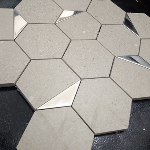 Naturel & Premium Feel 73Mm Hexagon Céramique Full Body Vitrified Mosaic Pour Murs Extérieurs Élévations de bâtiment Murs composés - Product Image 4