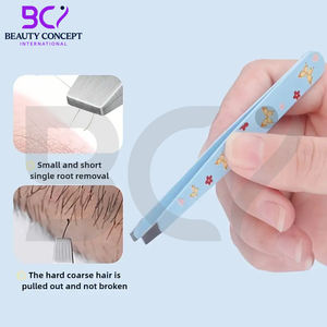 Pince à épiler colorée en acier inoxydable à pointe inclinée, durable, pour extraire les poils des sourcils, de la barbe et des cils, avec boîte de rangement - Product Image 3