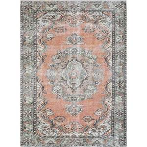 พรมขนสัตว์ทอมือลายเมดัลเลียนสีแดงและสีส้มขนาดใหญ่สไตล์วินเทจสำหรับห้องนั่งเล่น ห้องโถง หรือห้องนอน-Pae-499 - Product Image 1