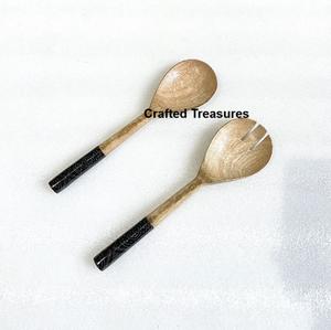 Top Design Serveur à salade en bois Cuillère Fourchette Chaîne Unique Poignée Meilleur prix Cuisine Maison Dîner Serveur à salade Ensemble - Product Image 6