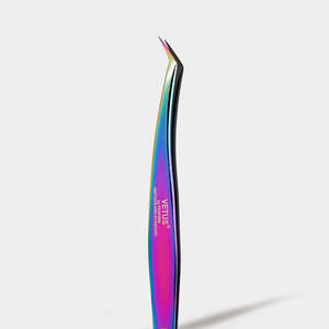 Pinzette di precisione a L in acciaio inossidabile MCS-19 Rainbow, applicatore per ciglia a volume, campione gratuito - Product Image 1