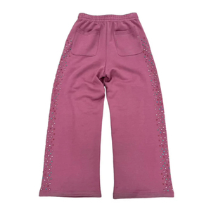 Pantalons de survêtement en molleton de coton surdimensionné pour hommes, style streetwear personnalisé, vintage, délavé à l'acide, avec strass - Product Image 5