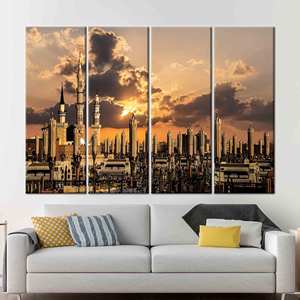 Toile imprimée paysage islamique élégante - 4 panneaux encadrés, 4P-Gallery Wrapped - Product Image 1