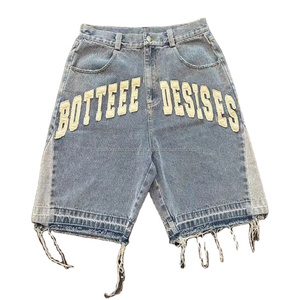 Pantalones Cortos de Mezclilla Rectos para Hombre, Personalizados, Transpirables, Tejidos, Estilo Y2K, Verano, Hip Hop, Casual, Streetwear, 100% Algodón, OEM - Product Image 1