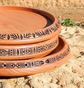 Ensemble d'assiettes à dîner en bois de manguier écologique fait à la main vaisselle naturelle et durable - Product Image 5