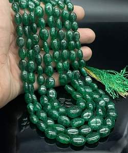 สร้อยคอลูกปัดสีเขียวมรกตเรียบสีเขียวมรกตสายลูกปัดมรกตสำหรับทำเครื่องประดับสร้อยคอสำหรับใส่ในงานปาร์ตี้ - Product Image 1