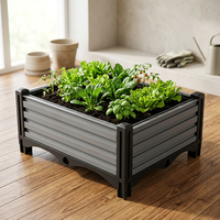 Jardinière rectangulaire en plastique PP imitation rotin, texture tressée marron, légère, moulée par injection, pour intérieur