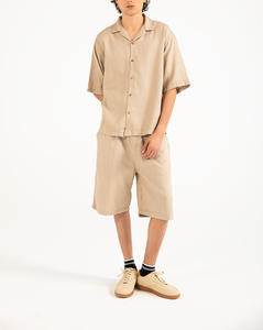 Conjunto Deportivo Personalizado para Hombre, 100% Algodón, Transpirable, de Verano, de Alta Calidad, Informal, con Botones, Sudadera y Pantalones Cortos - Product Image 1