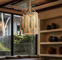 Lampe de lustre en coton macramé écologique Style bohème couleur naturelle fabriquée à la main inde forme carrée auto-adhésive de haute qualité