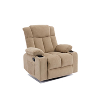 Fauteuil inclinable convertible moderne en velours côtelé avec porte-gobelets, pivotant manuel, canapé inclinable, siège lounge individuel pour appartement