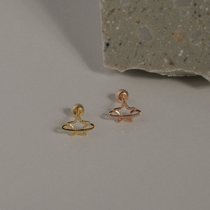 Da donna alla moda Mini Star Planet Line tutto in oro 14k orecchini a bottone Fine K-gioielli all'ingrosso graziosi gioielli Piercing fantastici - Product Image 5