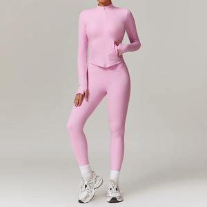 Combinaison de yoga pour femmes, ensemble de sport, survêtement de course, vêtements de sport à manches longues, vêtements de yoga, 2 pièces - Product Image 6