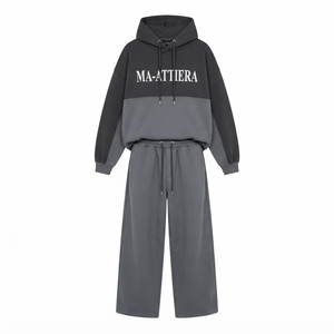 Conjunto de Sudadera con Capucha y Pantalones Deportivos Extra Grandes para Hombre, Color Gris Oscuro, Algodón y Felpa, Ropa Deportiva Informal, Venta al Por Mayor OEM - Product Image 3