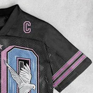 2025 hombres impresión personalizada Plus diseño casual manga corta Regular Boxy Fit malla Jersey Streetwear estilo de moda punto - Product Image 3