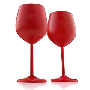 Gobelets à vin en acier enduit de rouge incassable 350 ml – Verres à vin en PC et métal incassables – Fournitures de fête – Cadeau pour hommes et femmes - Product Image 2