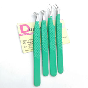 Pince à Épiler en Acier Inoxydable avec Logo Personnalisé, Extension de Cils Greffée avec Poignée en Diamant, Couleur Vert de Mer - Product Image 1