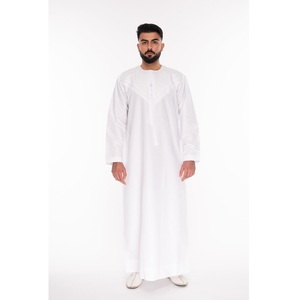 Thobe ethnique en coton uni pour homme, Pakistan 2025, respirant, manches longues, col montant, longueur cheville, pour la prière, usage quotidien, vêtements pour adultes, tous - Product Image 4