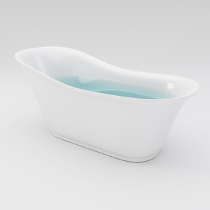 <span class=keywords><strong>Baignoire</strong></span> ovale autoportante moderne en acrylique blanc LACONCIA avec système <span class=keywords><strong>de</strong></span> drainage central cannelé et contrôle <span class=keywords><strong>de</strong></span> trop-plein - Product Image 1
