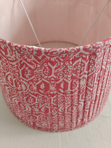 Handcrafted Industrial Pleated <b>Lampshade</b> Elegant <b>White</b> & Red Bohemian Pattern Unique Home Decor Accent for Bedroom Living Room - Product Image 3
