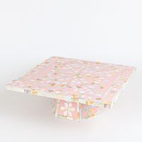 Support à gâteau 1 pièce en bois rose pâle de luxe, fait main, écologique, non toxique, durable, avec nacre, nouveau design, pour mariages et fêtes