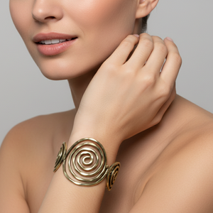 Handmade Brass Spiral Cuff <b>Bracelet</b> | Perfect <b>Boho</b> Tribal Wire Cuff | Classic Adjustable Statement Jewelry Wholesale - Product Image 3