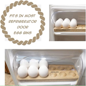 Plateau porte-oeufs rustique en bois d'acacia fabriqué à la main Organisateur en bois naturel pour 18 œufs, support de rangement de comptoir de style ferme - Product Image 5