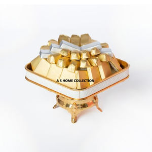 Cuencos para servir chocolate de metal con forma de hoja chapada en oro al por mayor de decoración de Ramadán de lujo - Product Image 3