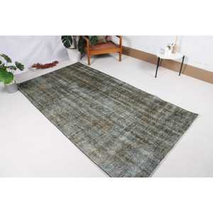 Tapis traditionnel turc écologique en patchwork gris en laine de 4,3 x 7,9 pieds avec envers en latex - Product Image 2