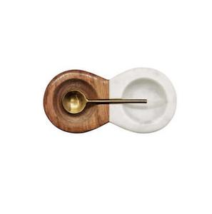 Bol en bois et marbre élégant, accessoires de cuisine pour hôtel, pierre, vaisselle de salle à manger, décoration bol à sel en marbre créatif - Product Image 1
