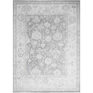 Tapis en laine noué à la main Erbe, gris et noir, motif floral et abstrait, pour salon et couloir, modèle rectangulaire Lnlp-01 - Product Image 1