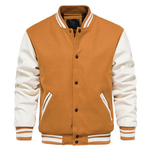 Venta al por mayor OEM personalizado de talla grande chaqueta de invierno para los hombres 100% lana Varsity chaqueta de béisbol cuello alto transpirable y en venta - Product Image 1