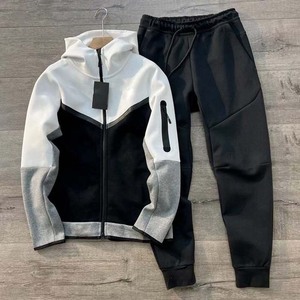Nouveau 2024 Logo personnalisé privé lourd 100% coton à manches longues Street Sweat Suit à capuche Zip deux pièces doux Jogger ensembles hommes - Product Image 6