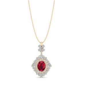 Colliers pendentifs en rubis de 8,84 carats de forme ovale au design classique REYES pour femmes, bijoux en argent sterling 925 avec moissanite - Product Image 6