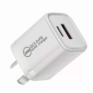 Chargeur mural rapide Mini GaN 20W certifié SAA avec double port A+C PD et QC3.0, ignifuge, pour Android - Product Image 3