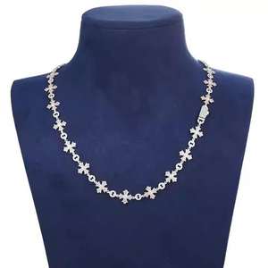 Fully Moissanite Diamond Luxury tennis Link Chain VVS <b>Studded</b> pass Diamond Tester Round Cut Fine Chains Necklaces <b>for</b> <b>Men</b> - Product Image 4