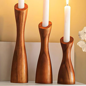 Portavelas de madera natural en forma de onda de alta calidad, tres luces de té para decoración del hogar, nuevo diseño hecho de mango o acacia - Product Image 5