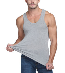 เสื้อกล้ามรัดรูปผ้าฝ้ายสแปนเด็กซ์สำหรับผู้ชายเสื้อกล้ามกระชับกล้ามเนื้อผลิตจากจีน - Product Image 5