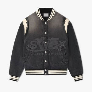 Veste d'hiver en jean de style universitaire en gros, service OEM, nouveau design, personnalisez votre propre veste d'hiver en jean de style universitaire - Product Image 1