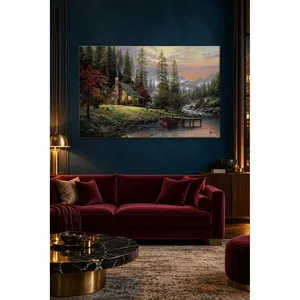 Impression sur toile Fida Cabin avec cheminée pour fumer près du ruisseau - Product Image 4