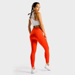 Custom Mid Waist Women's <b>Activewear</b> Set Breathable Casual Solid Ponte <b>Leggings</b> with Seamless Woven Print Wholesale 2-Piece - Product Image 5
