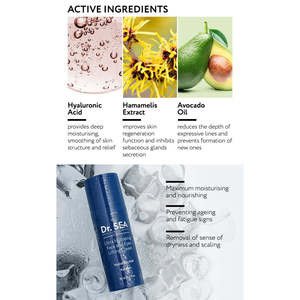 Crème de nuit ultra-hydratante pour hommes Dr. SEA Cosmetics, visage et yeux, 50 ml, acide hyaluronique, effet liftant, certifiée GMP, blanchissante, anti-rides - Product Image 5