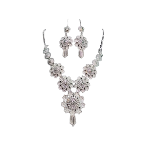 Conjunto de Collar y Aretes con Baño de Oro Blanco de 22K, Estilo Moderno, Conjunto de Joyería de Moda para Mujer - Product Image 2