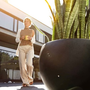 Tall Round Egg Shape Fiberstone Planter Large Outdoor Garden Flower <b>Pot</b> Handmade Weatherproof <b>White</b> Hotel Planter Vietnam - Product Image 6
