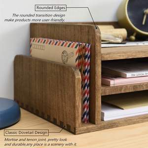Organisateur de bureau en bois 5 plateaux plateau de lettre de Document de bureau pour dossiers fichier de courrier Nature 3 niveaux bureau trieur de courrier organisateur support - Product Image 6