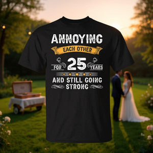 T-shirt 25e anniversaire de mariage : 25 ans d'embouchures et de plaisances – Idée cadeau promotionnel amusante - Product Image 3
